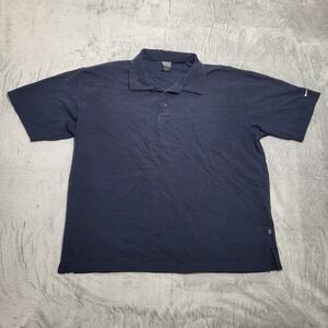Nike‎ Polo Shirt Men's XL Navy Blue Short Sleeve Slit Side Button Front Casual